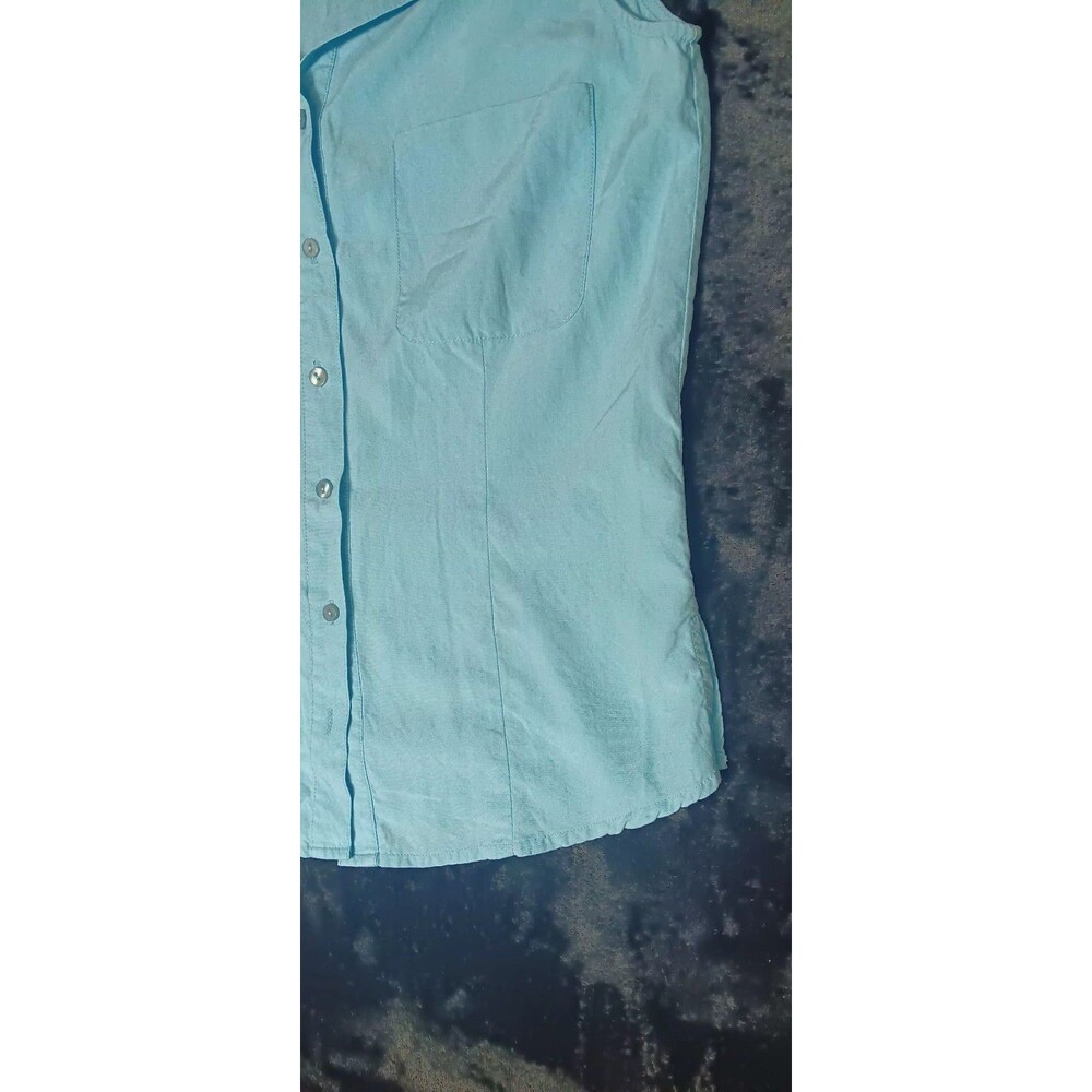Silkland 100% Silk Sleeveless Button Blouse S Aqua Blue Quiet Luxury Old Money - Picture 6 of 11